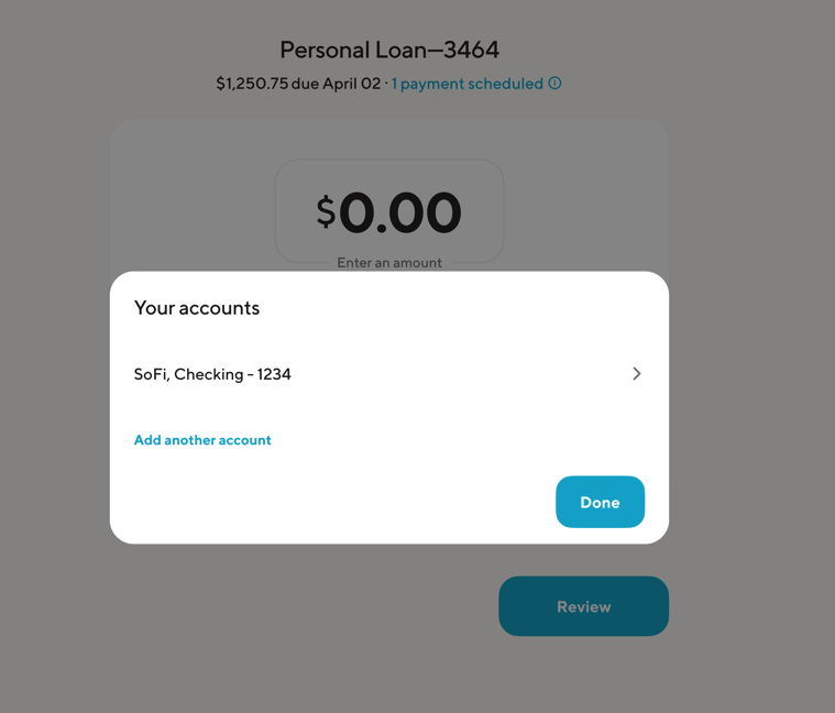 Image from "How do I add a bank account to use as a payment method for my Loan?"