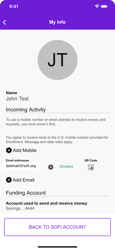 Image from " How do I un-enroll my SoFi Account with Zelle®️?"
