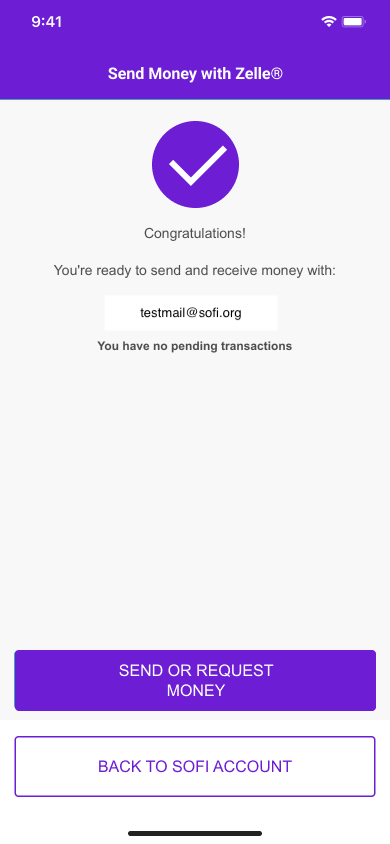Image from "How do I enroll my SoFi Account with Zelle®️?"