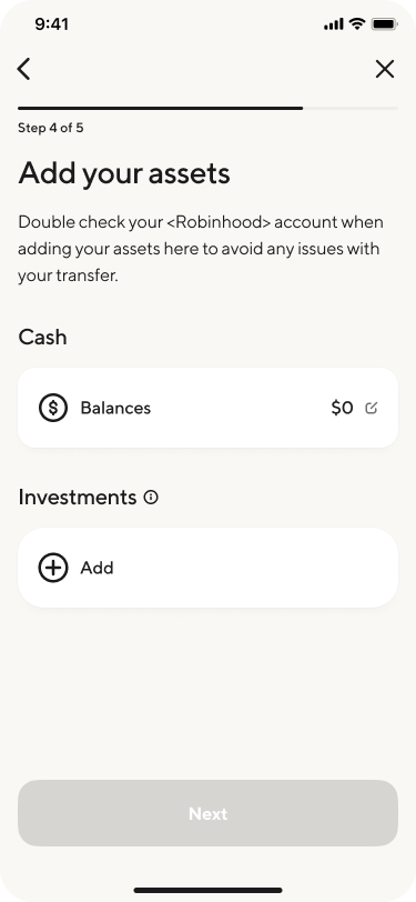 Image from "How do I transfer assets to SoFi Invest account as an ACAT?"