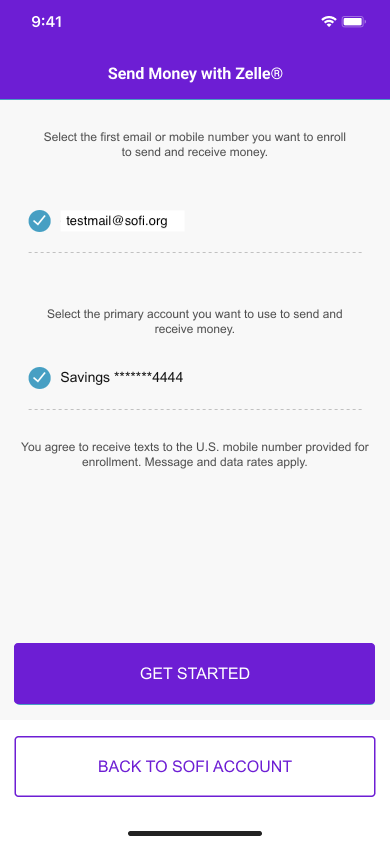 Image from "How do I enroll my SoFi Account with Zelle®️?"