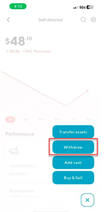 Image from "How do I withdraw cash from my SoFi Self-Directed account?"