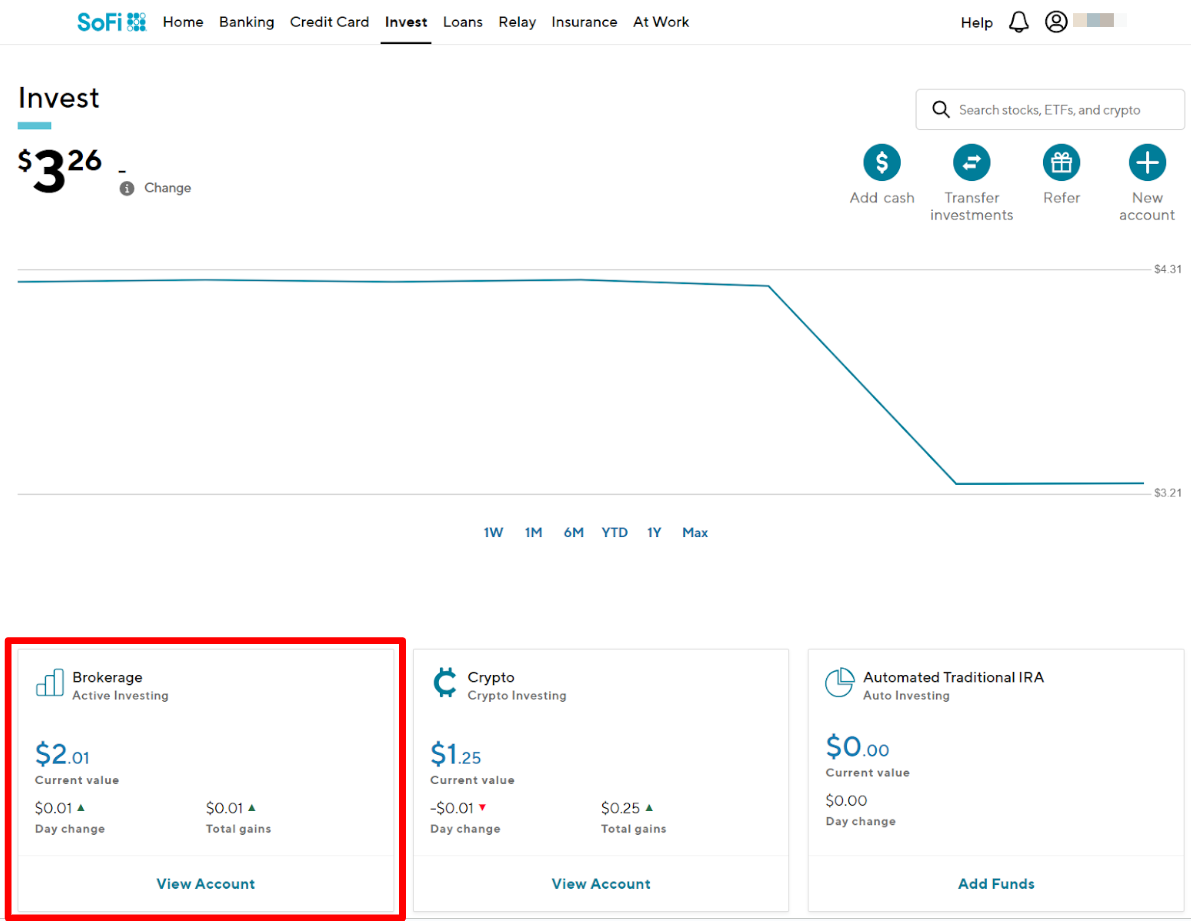 Image from "How do I withdraw cash from my SoFi Self-Directed account?"