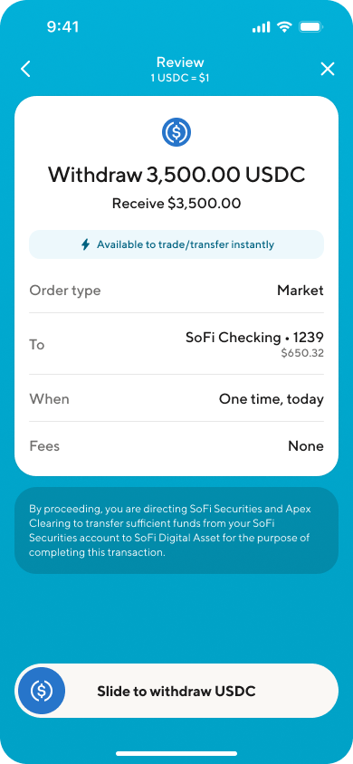 Image from "How to withdraw funds from my SoFi Crypto account?"