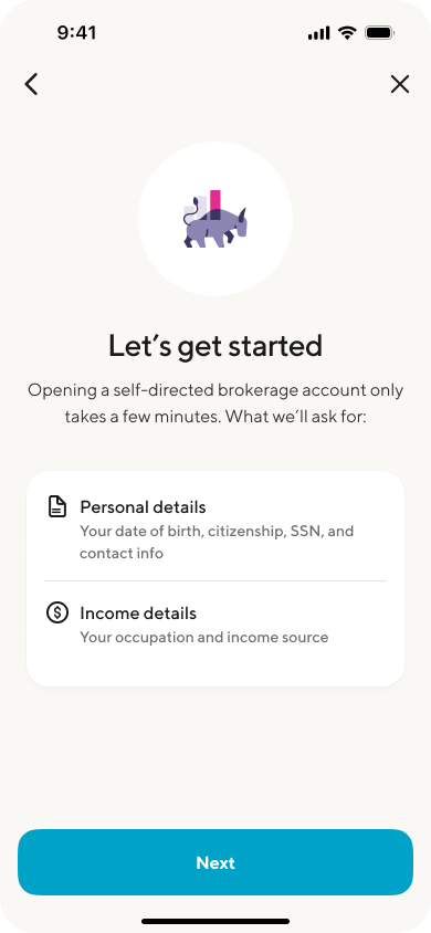 Image from "How do I open a Self-Directed invest account?"