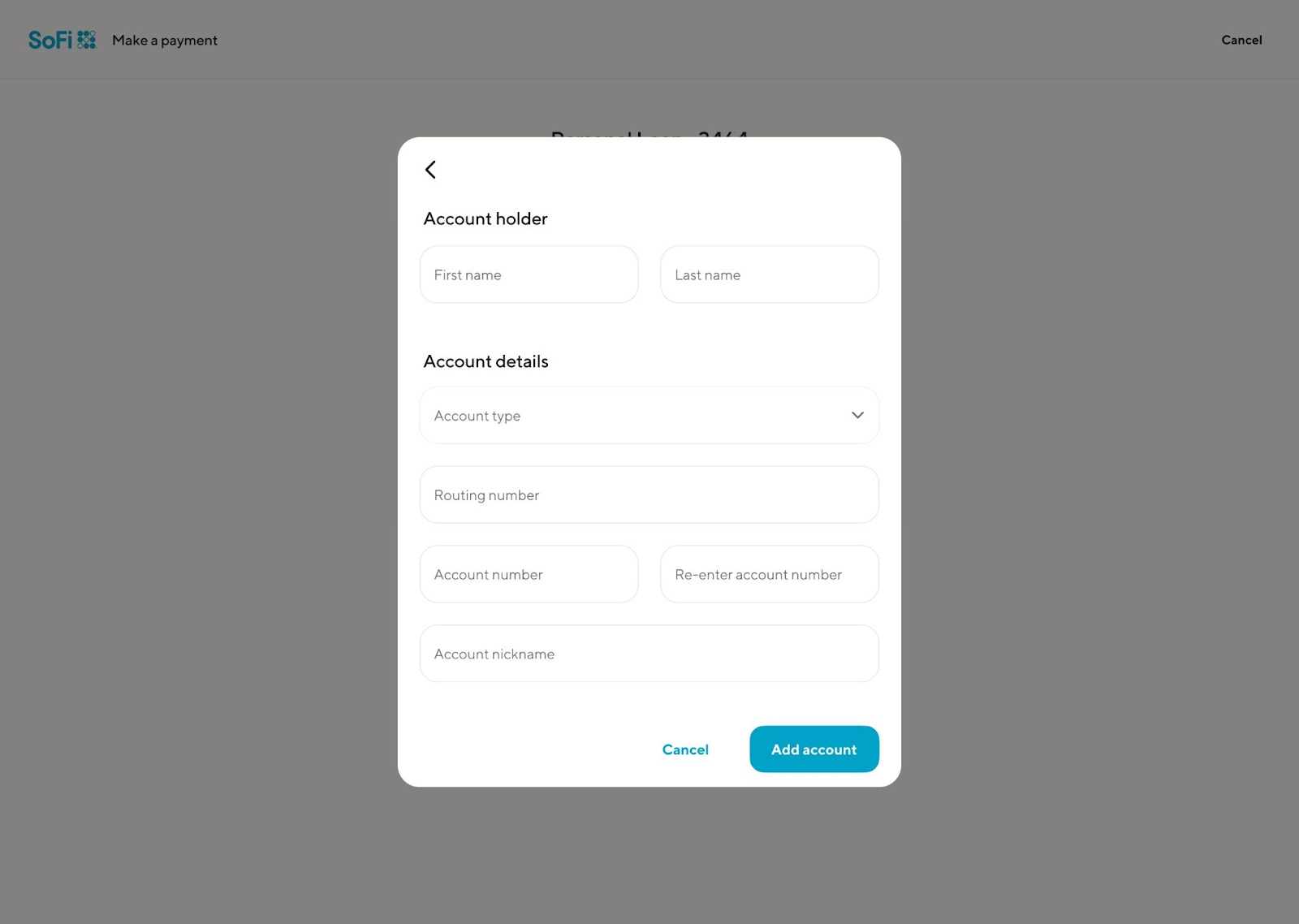 Image from "How do I add a bank account to use as a payment method for my Loan?"
