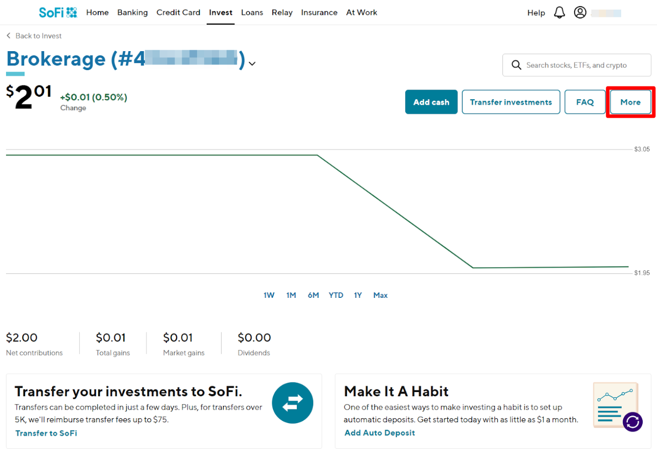 Image from "How do I withdraw cash from my SoFi Self-Directed account?"