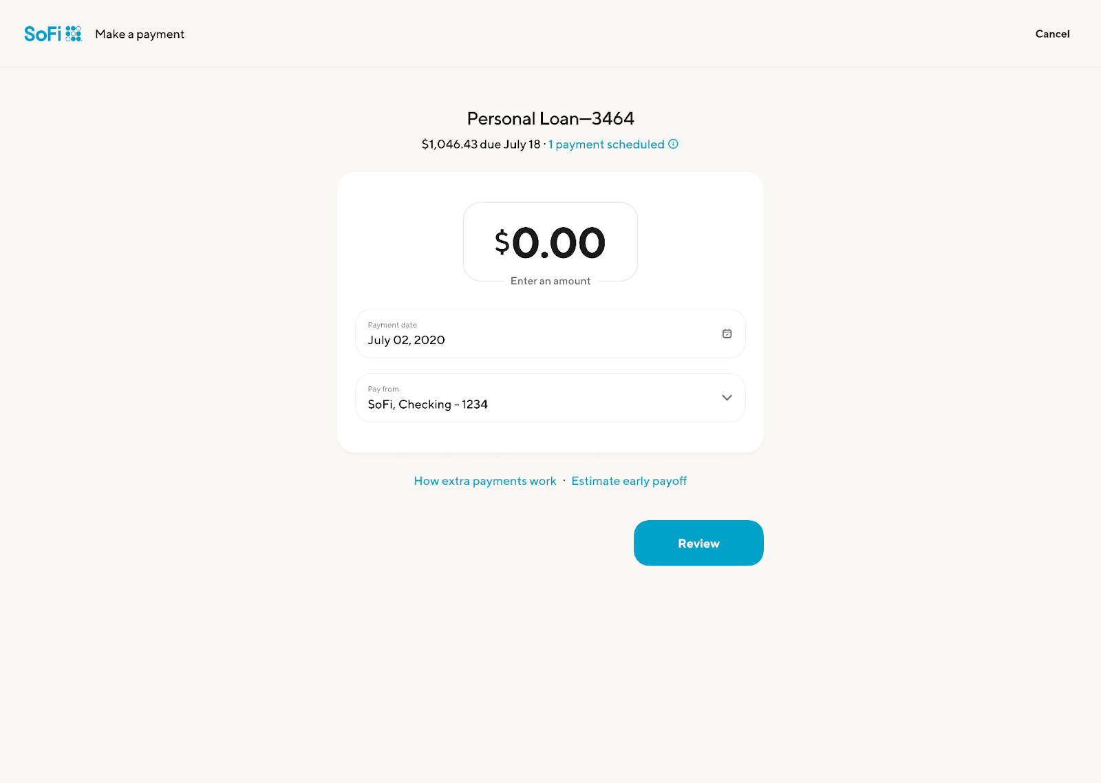 Image from "How do I make a payment on my SoFi Loan?"