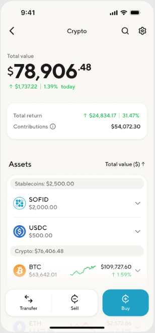 Image from "How do I transfer funds from my SoFi Checking and Savings Accounts to SoFi Crypto?"