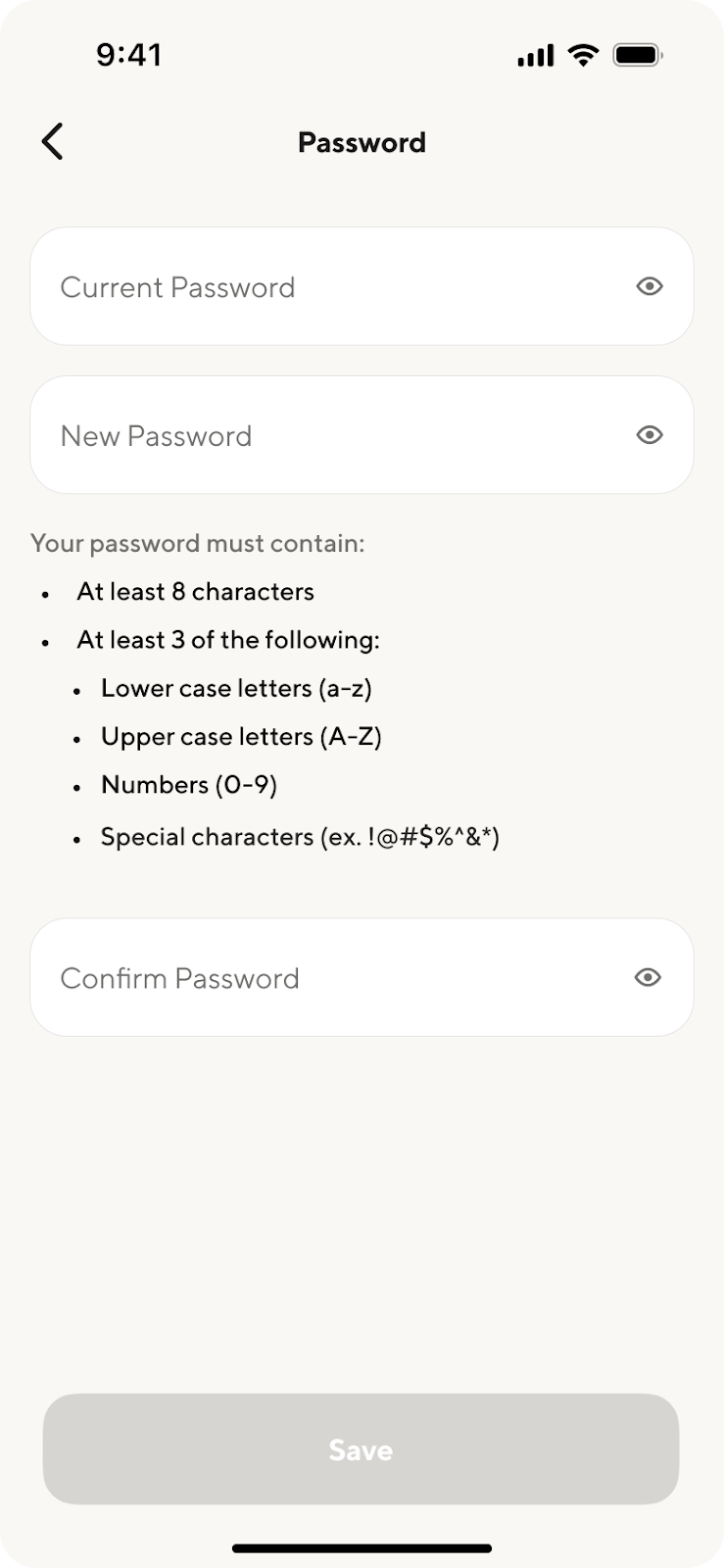 Image from "How do I update the password on my account?"