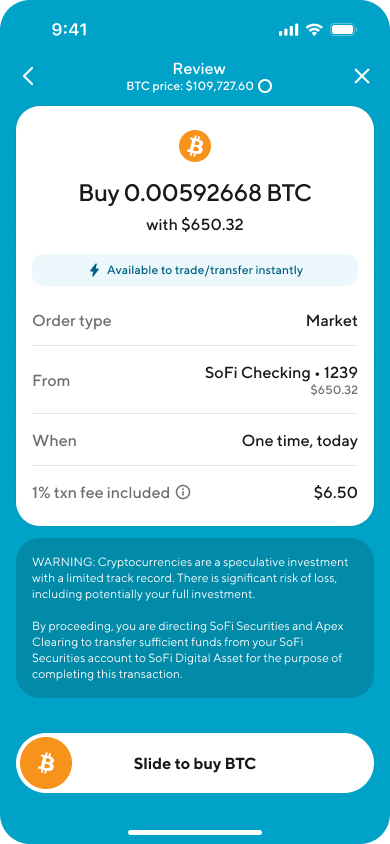 Image from "How do I transfer funds from my SoFi Checking and Savings Accounts to SoFi Crypto?"