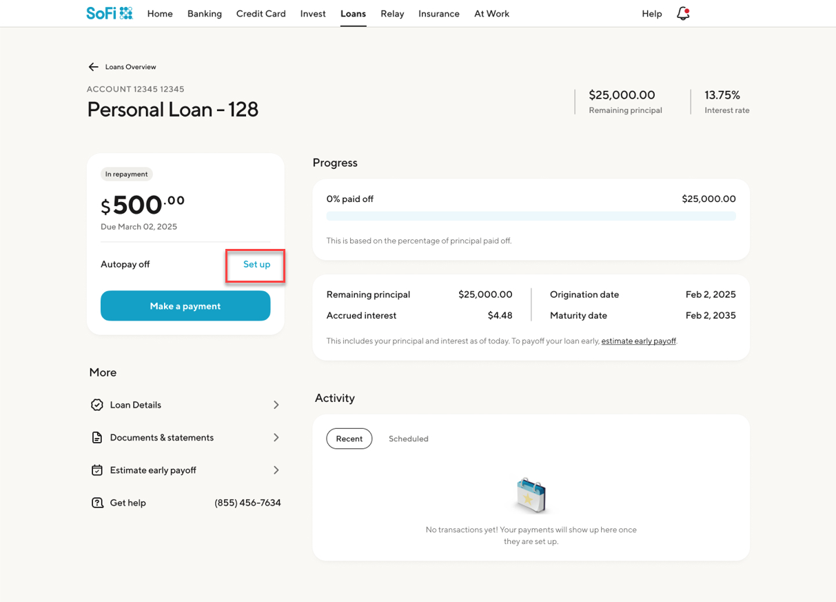 Image from "How do I set up, update, or cancel autopay for my Loan?"
